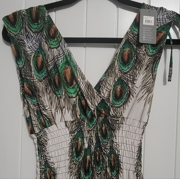 Green peacock print maxi dress - Picture 2 of 5